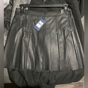 genuine leather black polo skirt